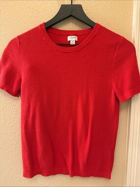 J. Crew Bright Red Short-Sleeve Knit Tee
